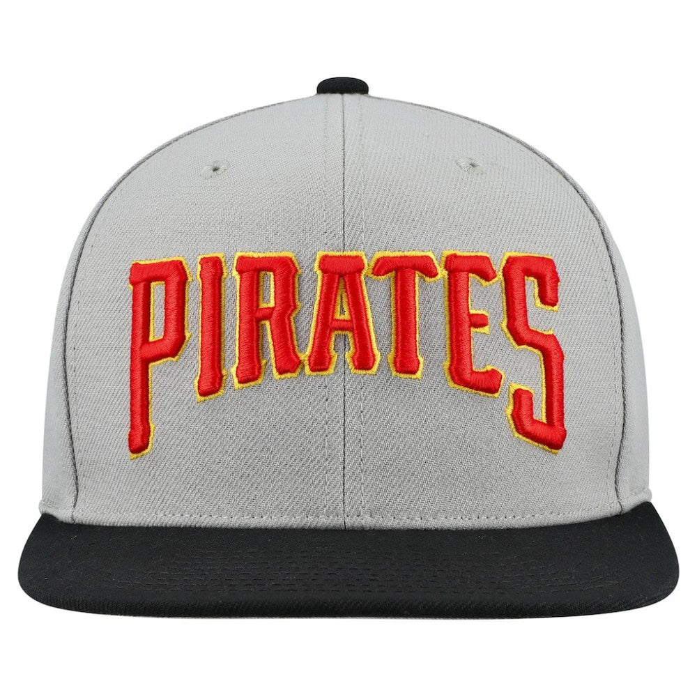 Pittsburgh Pirates Mitchell & Ness Cooperstown Collection Basic Flip Snapback Hat - Gray - Mitchell & Ness Lifestyle