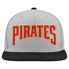 Pittsburgh Pirates Mitchell & Ness Cooperstown Collection Basic Flip Snapback Hat - Gray - Mitchell & Ness Lifestyle