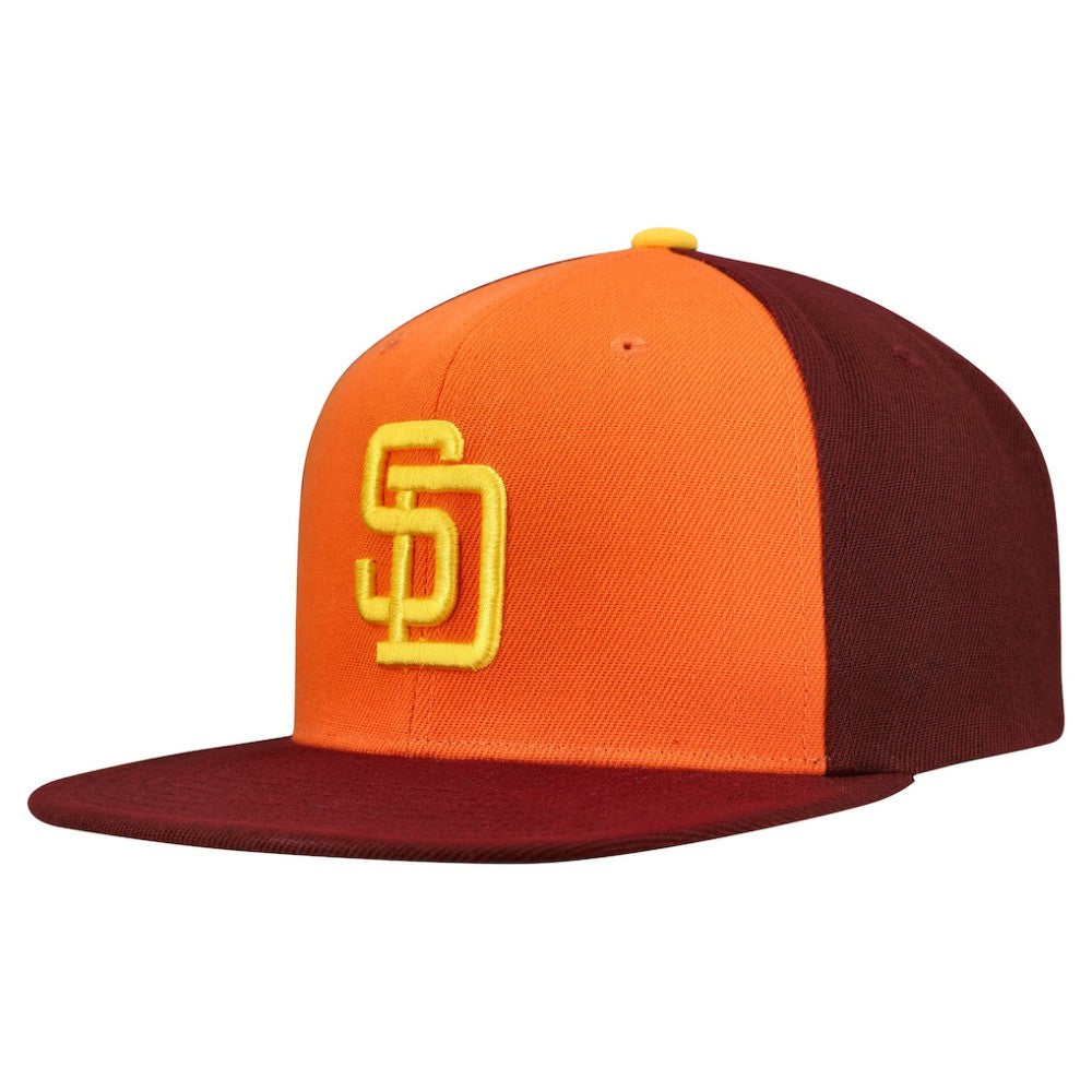 San Diego Padres Mitchell & Ness Cooperstown Collection Basic Flip Snapback Hat - Orange/Brown - Mitchell & Ness Discount