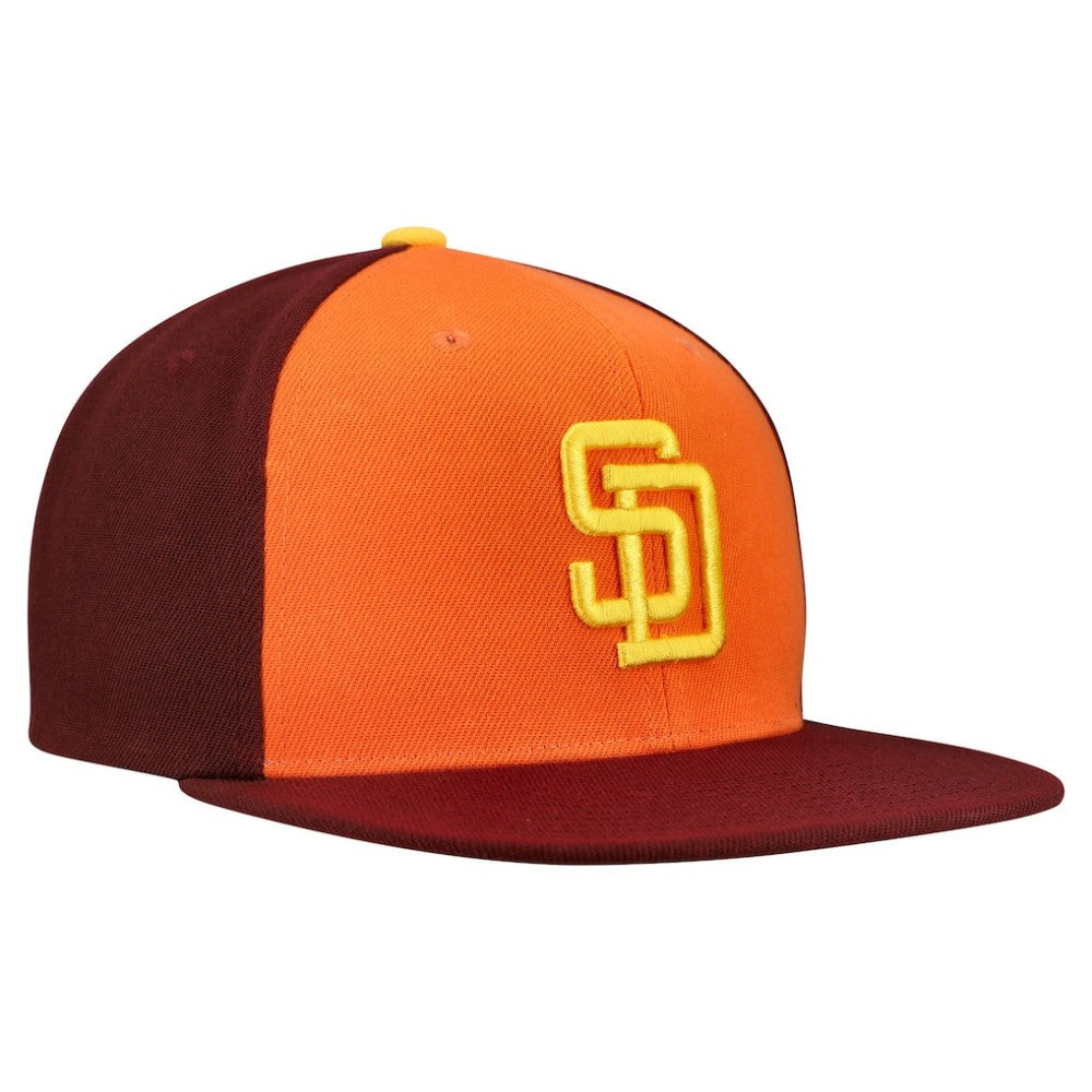 San Diego Padres Mitchell & Ness Cooperstown Collection Basic Flip Snapback Hat - Orange/Brown - Mitchell & Ness Discount