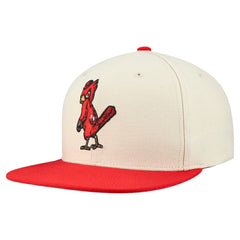 St. Louis Cardinals Mitchell & Ness Cooperstown Collection Basic Flip Snapback Hat - Cream - Mitchell & Ness Lifestyle