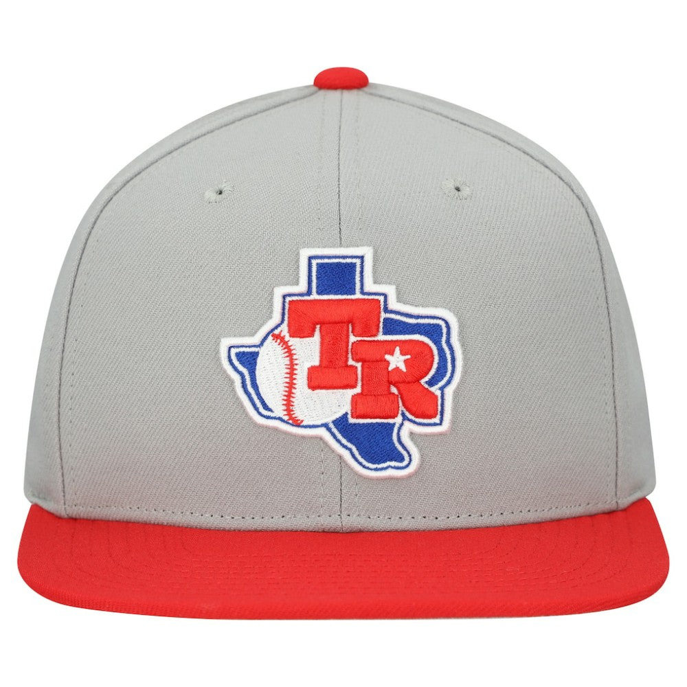 Texas Rangers Mitchell & Ness Cooperstown Collection Basic Flip Snapback Hat - Gray - Mitchell & Ness on Sale