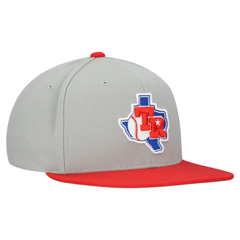 Texas Rangers Mitchell & Ness Cooperstown Collection Basic Flip Snapback Hat - Gray - Mitchell & Ness on Sale