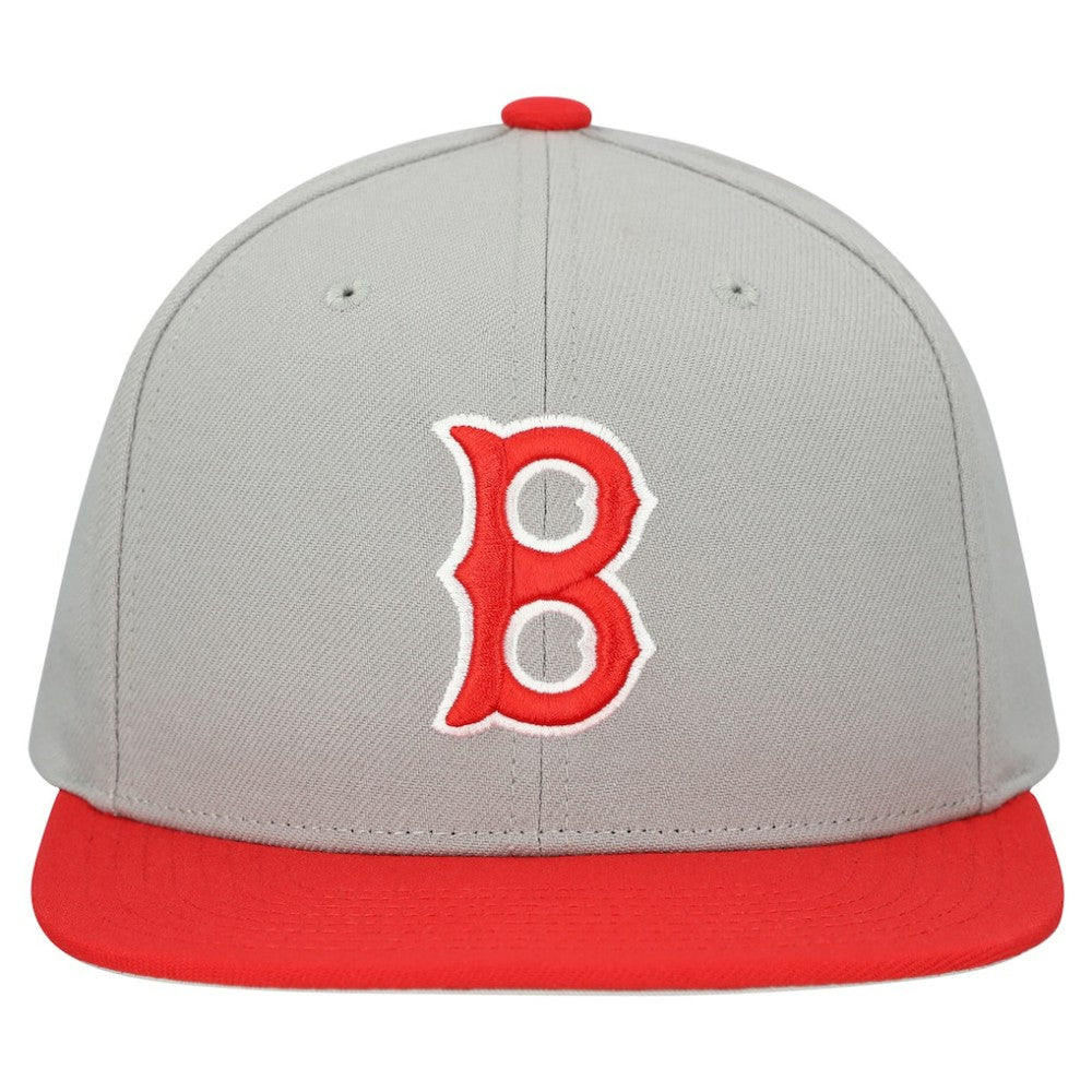 Boston Red Sox Mitchell & Ness Cooperstown Collection Basic Flip Snapback Hat - Gray - Mitchell & Ness on Sale