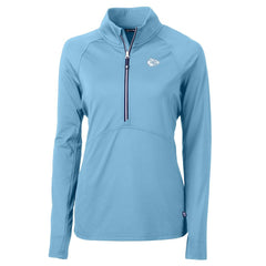 Kansas City Chiefs Cutter & Buck Women's Adapt Eco Knit Stretch Recycled Half-Zip Top Powder Blue