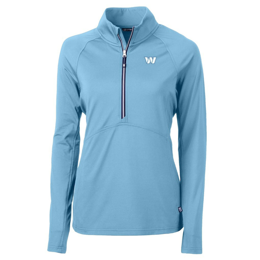 Washington Commanders Cutter & Buck Women's Adapt Eco Knit Stretch Recycled Half-Zip Top Powder Blue
