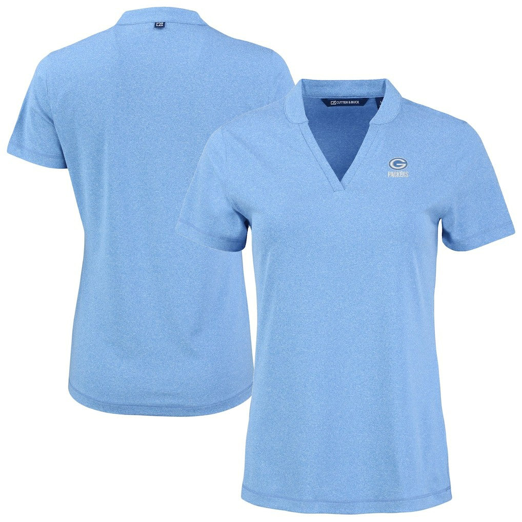 Green Bay Packers Cutter & Buck Women's Forge Heathered Stretch Blade Top Powder Blue