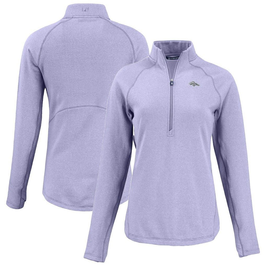 Denver Broncos Cutter & Buck Women's Peshastin Eco Fleece Recycled Half-Zip Top Purple