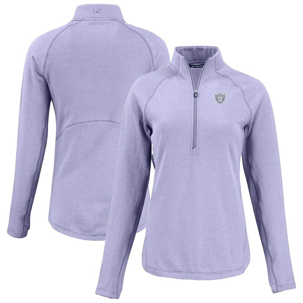 Las Vegas Raiders Cutter & Buck Women's Peshastin Eco Fleece Recycled Half-Zip Top Purple