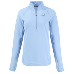 Miami Dolphins Cutter & Buck Women's Peshastin Eco Fleece Recycled Half-Zip Top Powder Blue