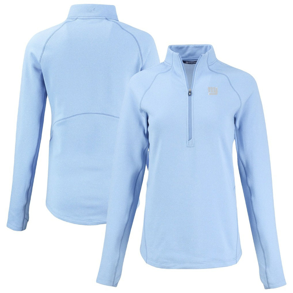 New York Giants Cutter & Buck Women's Peshastin Eco Fleece Recycled Half-Zip Top Powder Blue