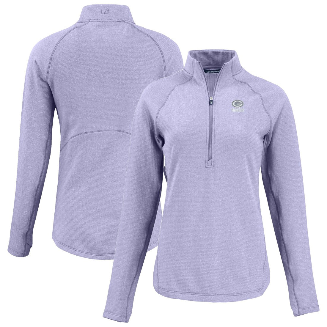 Green Bay Packers Cutter & Buck Women's Peshastin Eco Fleece Recycled Half-Zip Top Purple