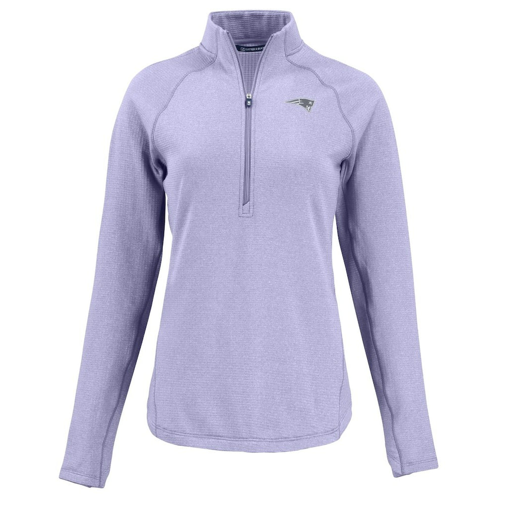New England Patriots Cutter & Buck Women's Peshastin Eco Fleece Recycled Half-Zip Top Purple