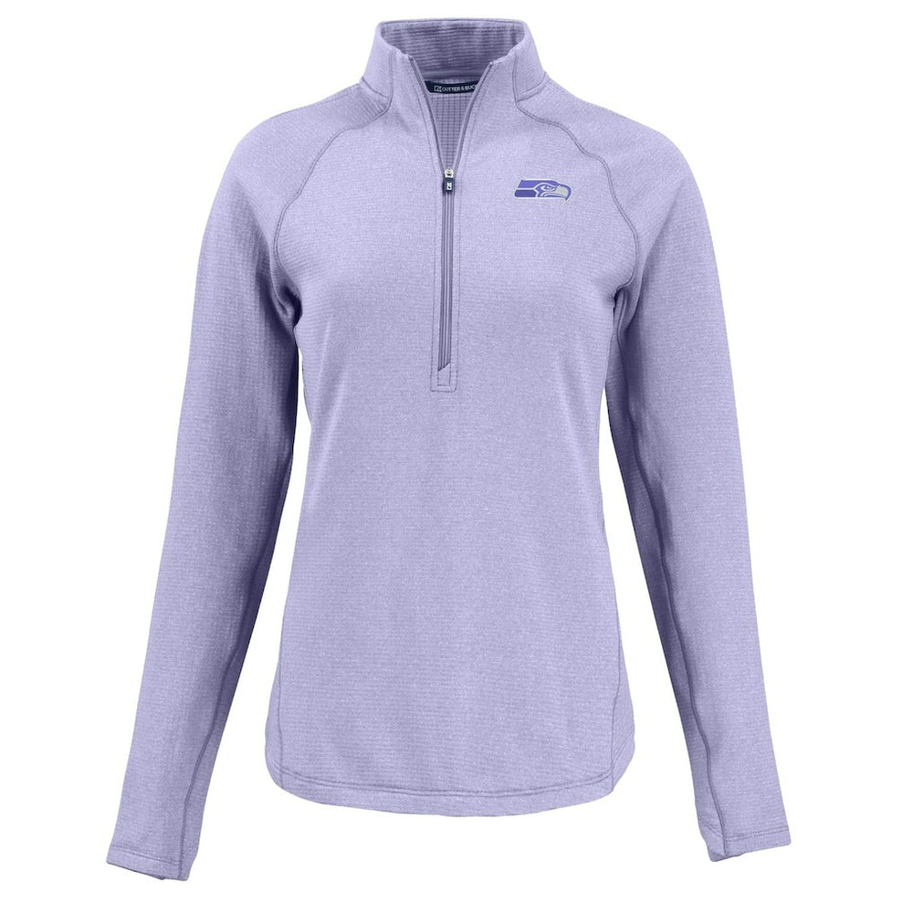 Seattle Seahawks Cutter & Buck Women's Peshastin Eco Fleece Recycled Half-Zip Top Purple