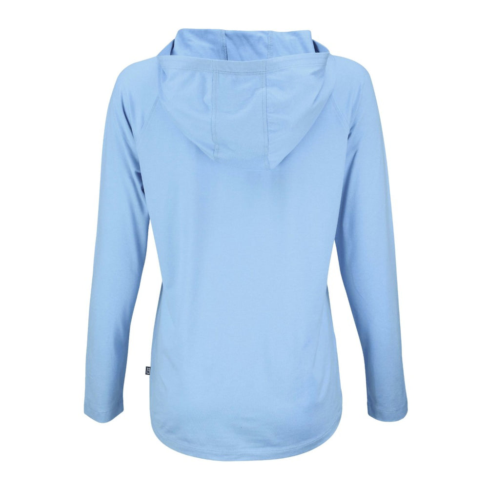 Denver Broncos Cutter & Buck Women's Coastline Epic Comfort Eco Recycled Long Sleeve Hoodie T-Shirt Powder Blue