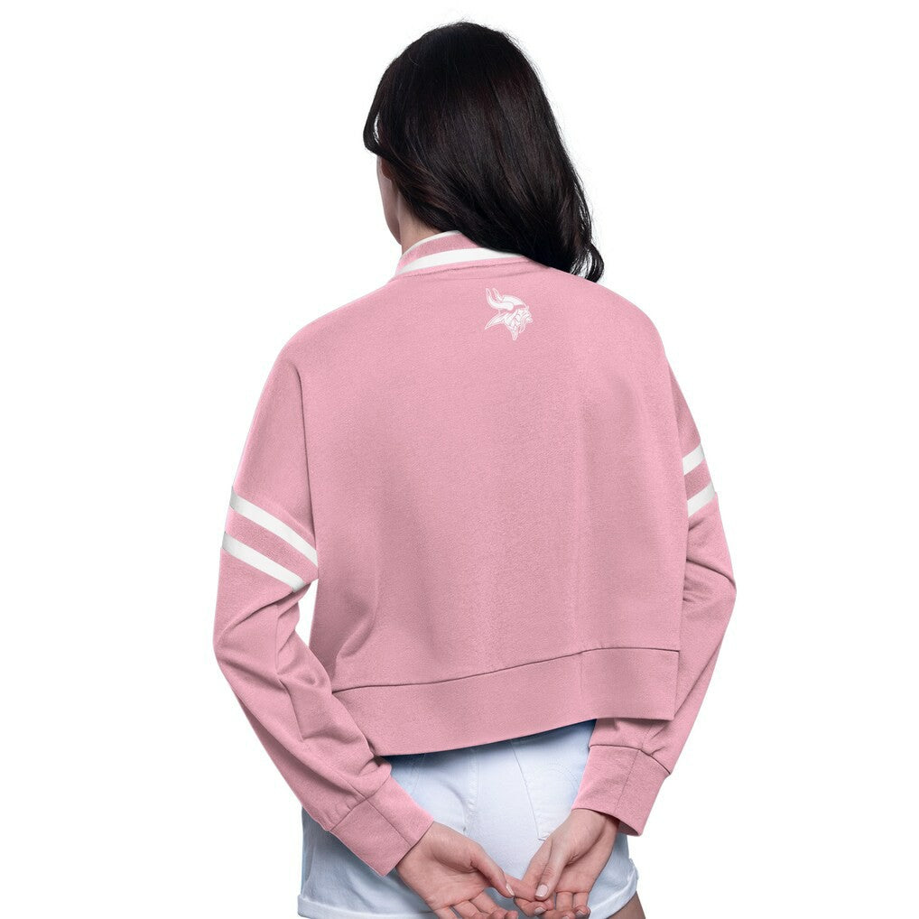 Minnesota Vikings Starter Women's Power Play Cropped Pullover Sweatshirt Pink