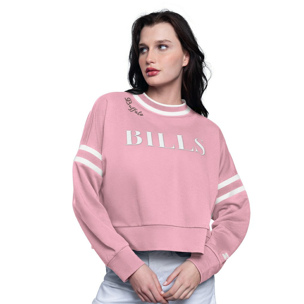 Buffalo Bills Starter Women's Power Play Cropped Pullover Sweatshirt Pink