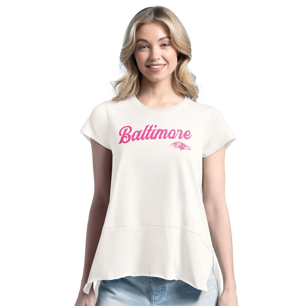 Baltimore Ravens Margaritaville Women's Gametime Is Paradise T-Shirt Cream