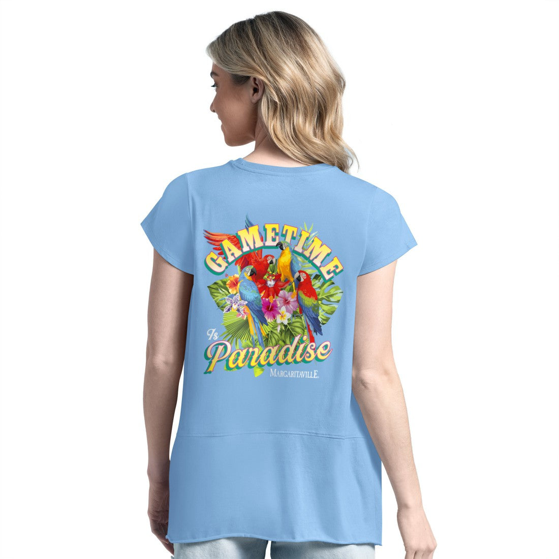 Denver Broncos Margaritaville Women's Gametime Is Paradise T-Shirt Blue