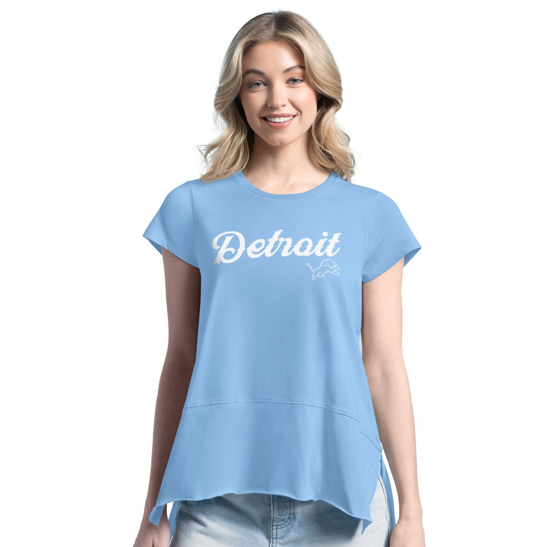 Detroit Lions Margaritaville Women's Gametime Is Paradise T-Shirt Light Blue