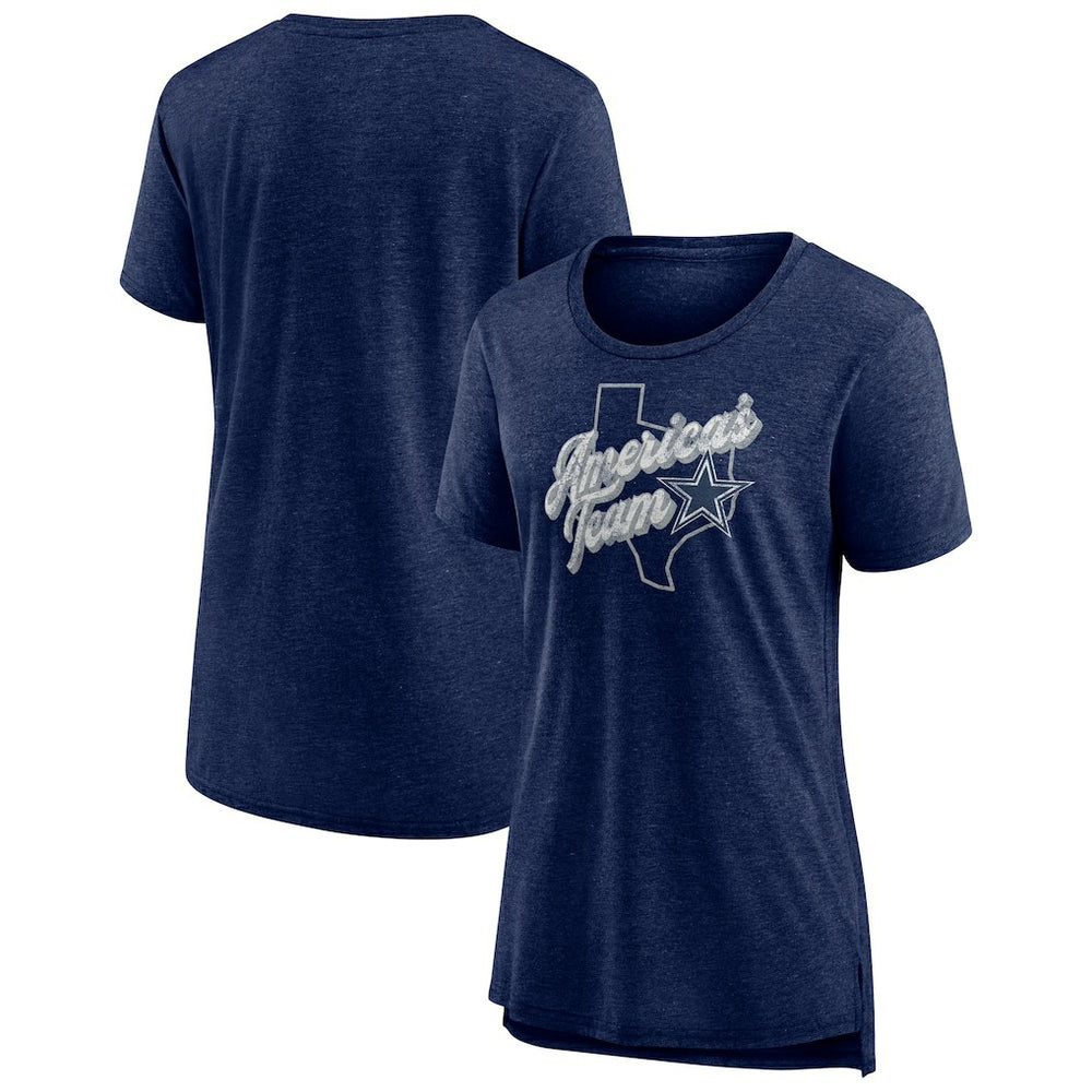Dallas Cowboys Women's First Down Distressed Tri-Blend T-Shirt Navy