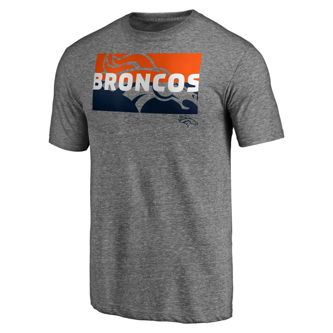 Denver Broncos Square Off Tri-Blend T-Shirt Heather Gray