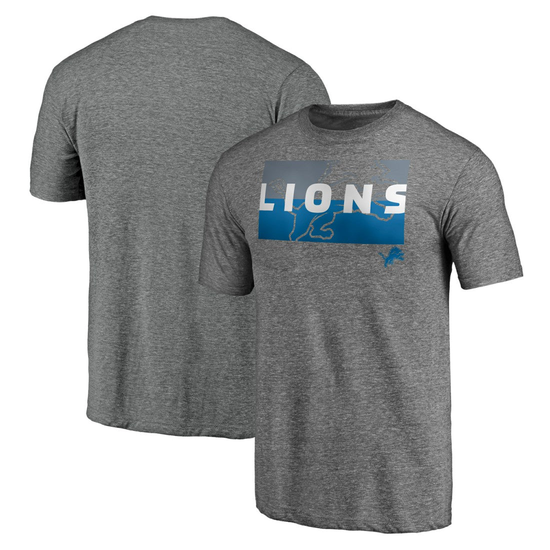 Detroit Lions Square Off Tri-Blend T-Shirt Heather Gray