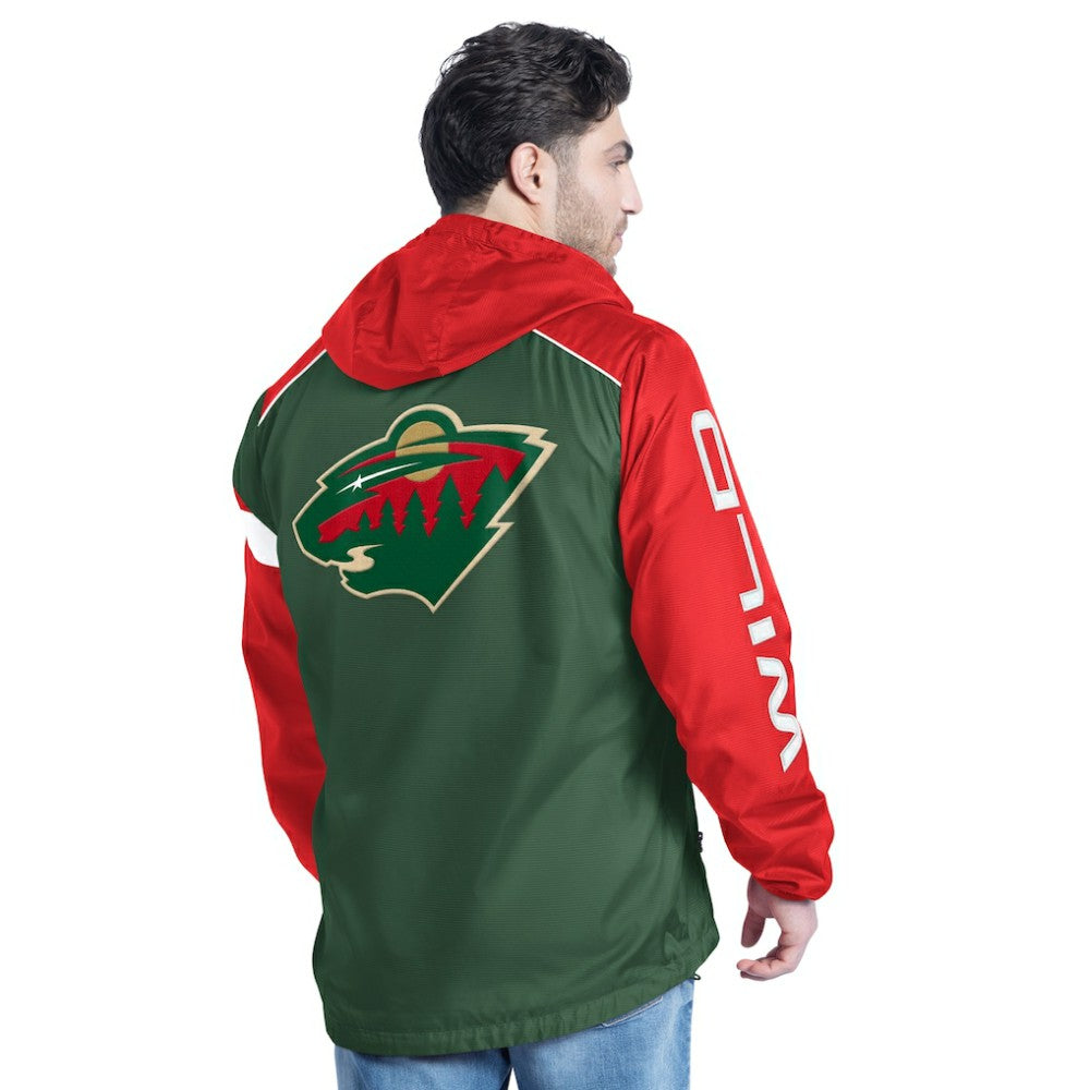 Minnesota Wild G-III Sports by Carl Banks Lateral Half-Zip Hoodie Jacket - Green/Red - NHL 202575834