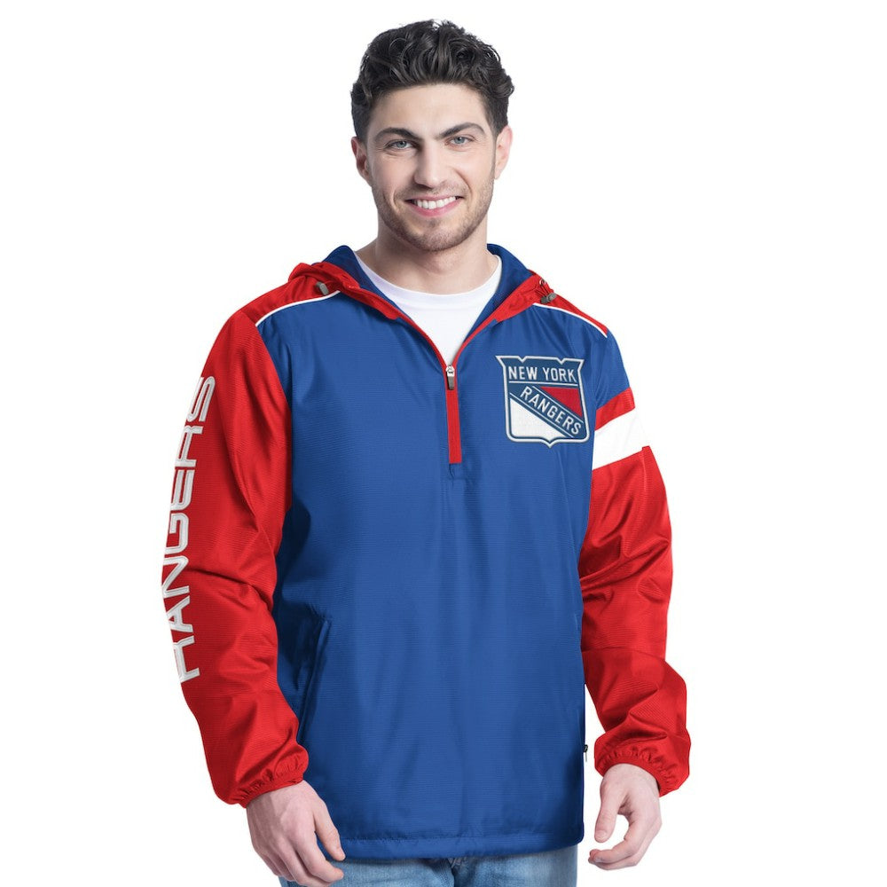 New York Rangers G-III Sports by Carl Banks Lateral Half-Zip Hoodie Jacket - Blue/Red - NHL 202575837