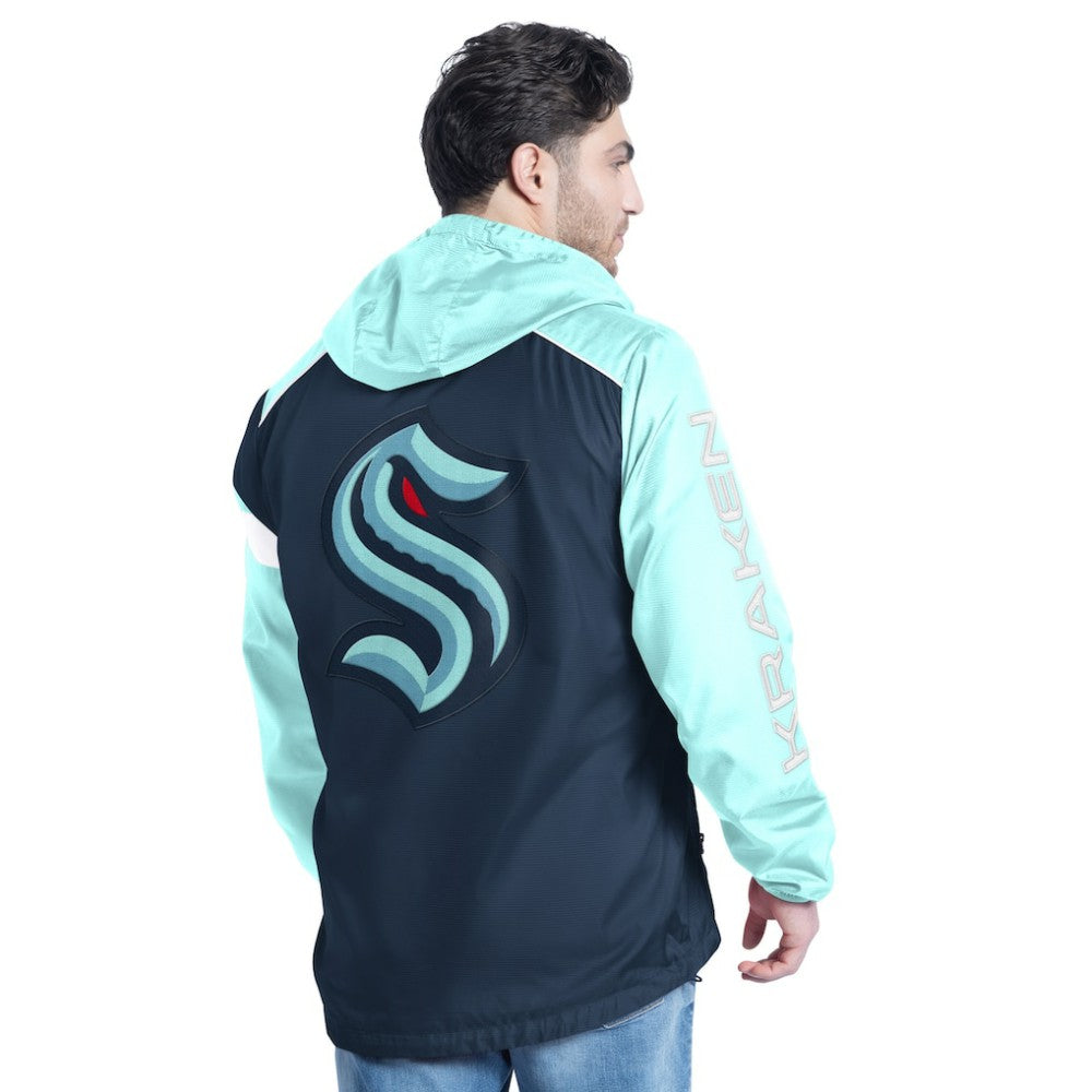 Seattle Kraken G-III Sports by Carl Banks Lateral Half-Zip Hoodie Jacket - Deep Sea Blue/Light Blue - NHL 202575841