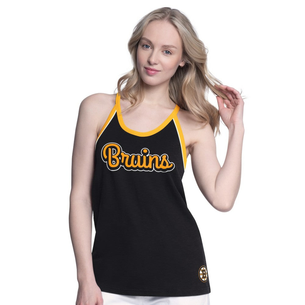 Boston Bruins G-III 4Her by Carl Banks Women's Curveball Racerback Scoop Neck Slub Tank Top - Black - NHL 202575920