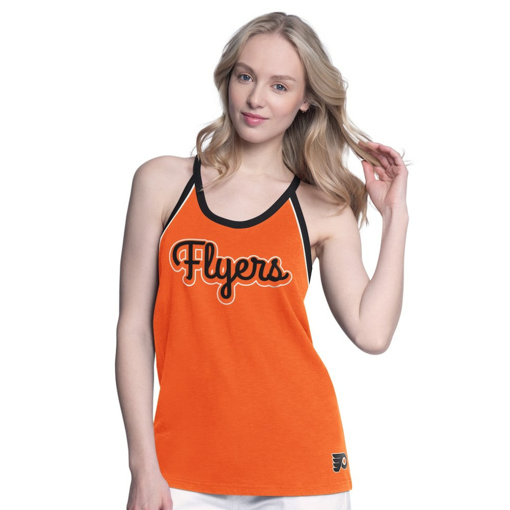 Philadelphia Flyers G-III 4Her by Carl Banks Women's Curveball Racerback Scoop Neck Slub Tank Top - Orange - NHL 202575928