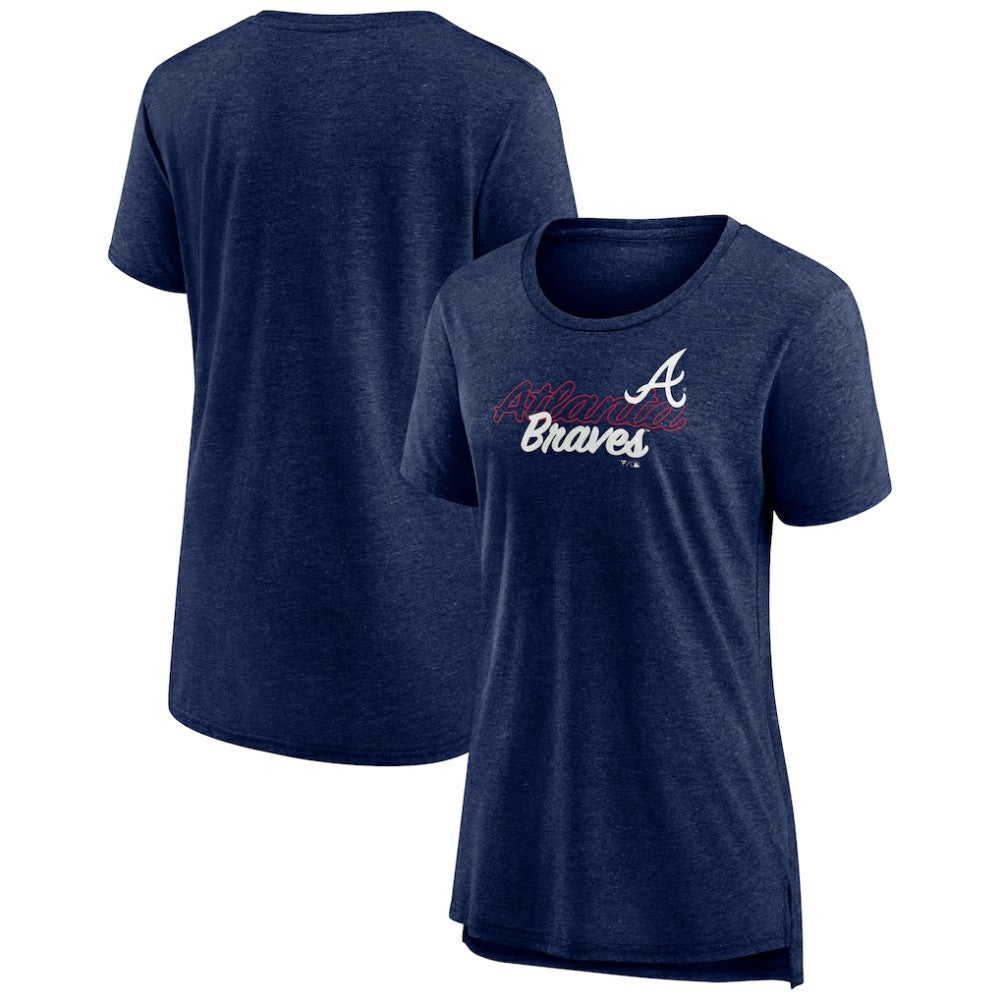Atlanta Braves Women's Practice Time Tri-Blend T-Shirt - Navy - MLB Lifestyle