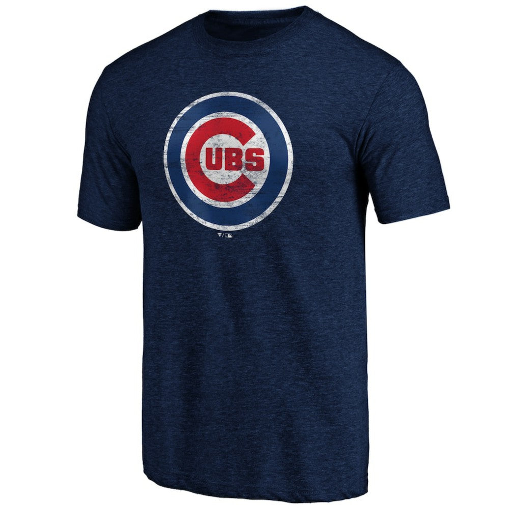 Chicago Cubs Weathered Official Logo Tri-Blend T-Shirt - Navy - MLB Lifestyle