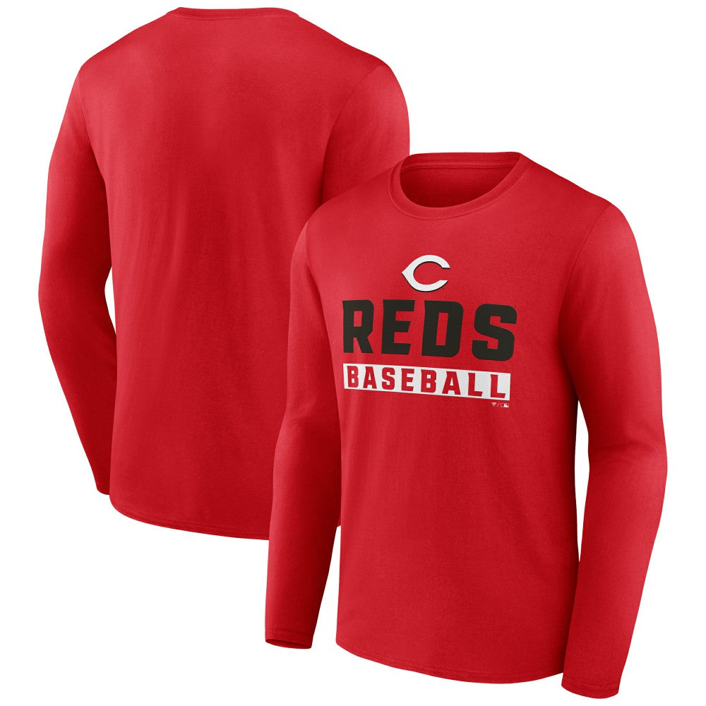 Cincinnati Reds Let's Go Long Sleeve T-Shirt - Red - MLB Sale