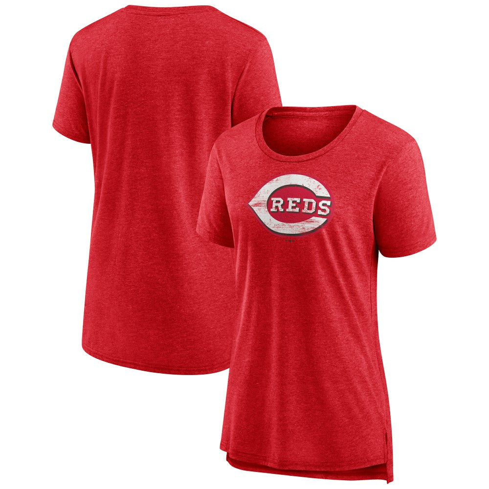 Cincinnati Reds Women's Weathered Official Logo Tri-Blend T-Shirt - Red - MLB Online