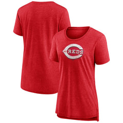 Cincinnati Reds Women's Weathered Official Logo Tri-Blend T-Shirt - Red - MLB Online