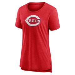 Cincinnati Reds Women's Weathered Official Logo Tri-Blend T-Shirt - Red - MLB Online