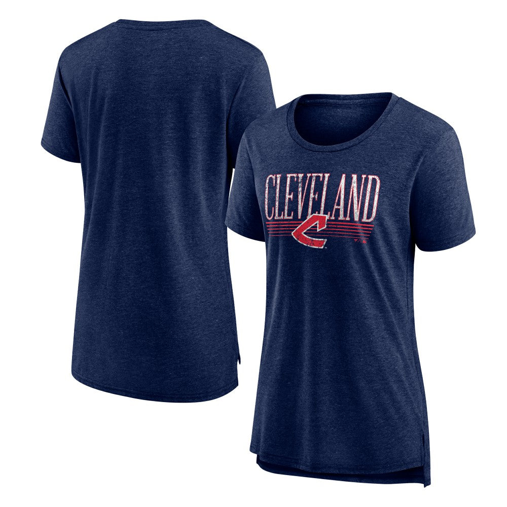 Cleveland Guardians Women's Toppler Tri-Blend T-Shirt - Navy - MLB Lifestyle
