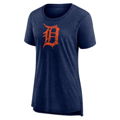 Detroit Tigers Women's Weathered Official Logo Tri-Blend T-Shirt - Navy - MLB Online