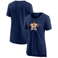 Houston Astros Women's Weathered Official Logo Tri-Blend T-Shirt - Navy - MLB on Sale