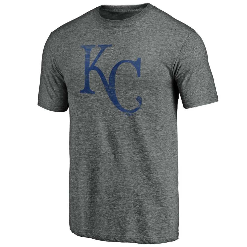 Kansas City Royals Weathered Official Logo Tri-Blend T-Shirt - Heather Gray - MLB Lifestyle