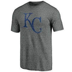 Kansas City Royals Weathered Official Logo Tri-Blend T-Shirt - Heather Gray - MLB Lifestyle