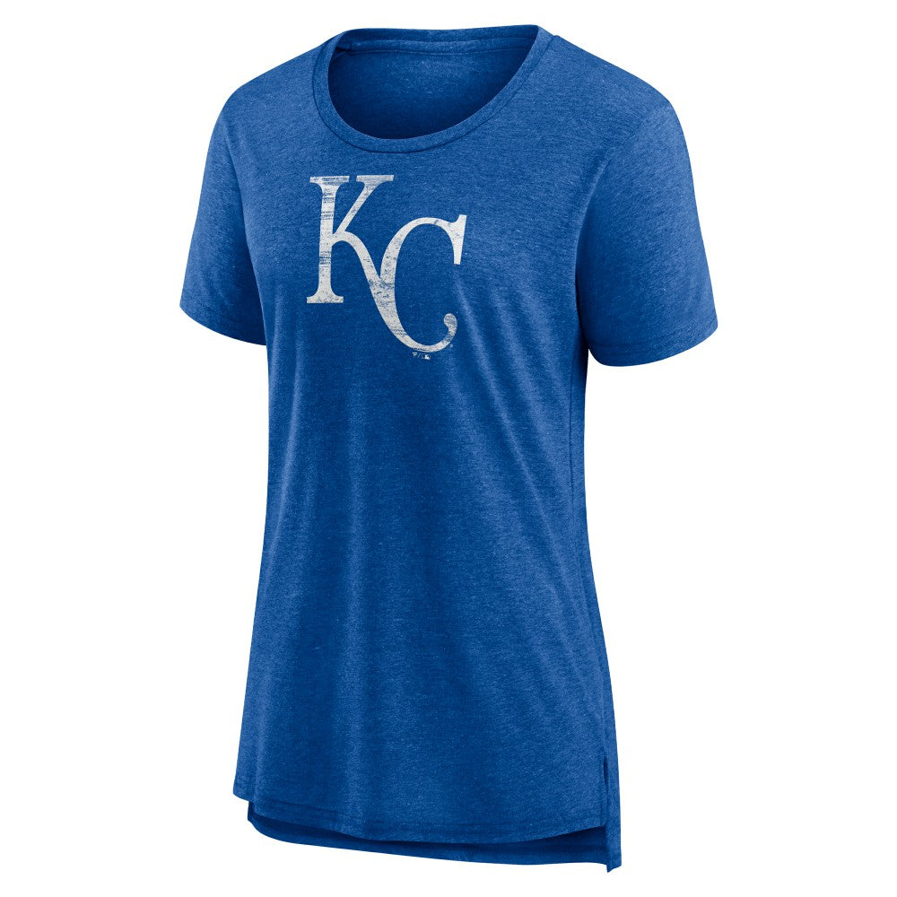 Kansas City Royals Women's Weathered Official Logo Tri-Blend T-Shirt - Royal - MLB Sale
