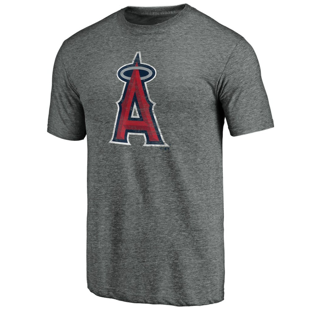 Los Angeles Angels Weathered Official Logo Tri-Blend T-Shirt - Heather Gray - MLB Discount