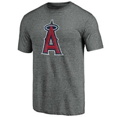 Los Angeles Angels Weathered Official Logo Tri-Blend T-Shirt - Heather Gray - MLB Discount
