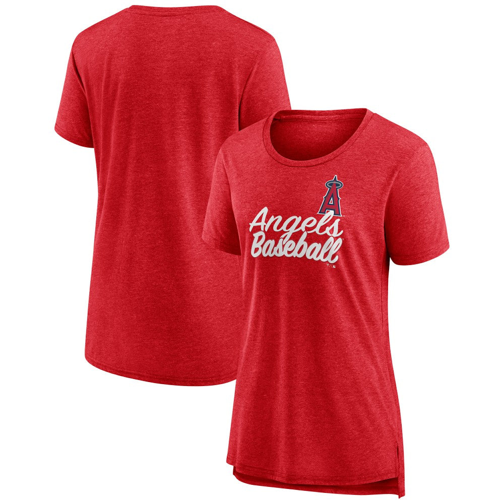 Los Angeles Angels Women's Practice Time Tri-Blend T-Shirt - Red - MLB Lifestyle