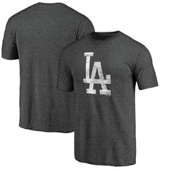 Los Angeles Dodgers Weathered Official Logo Tri-Blend T-Shirt - Charcoal - MLB on Sale