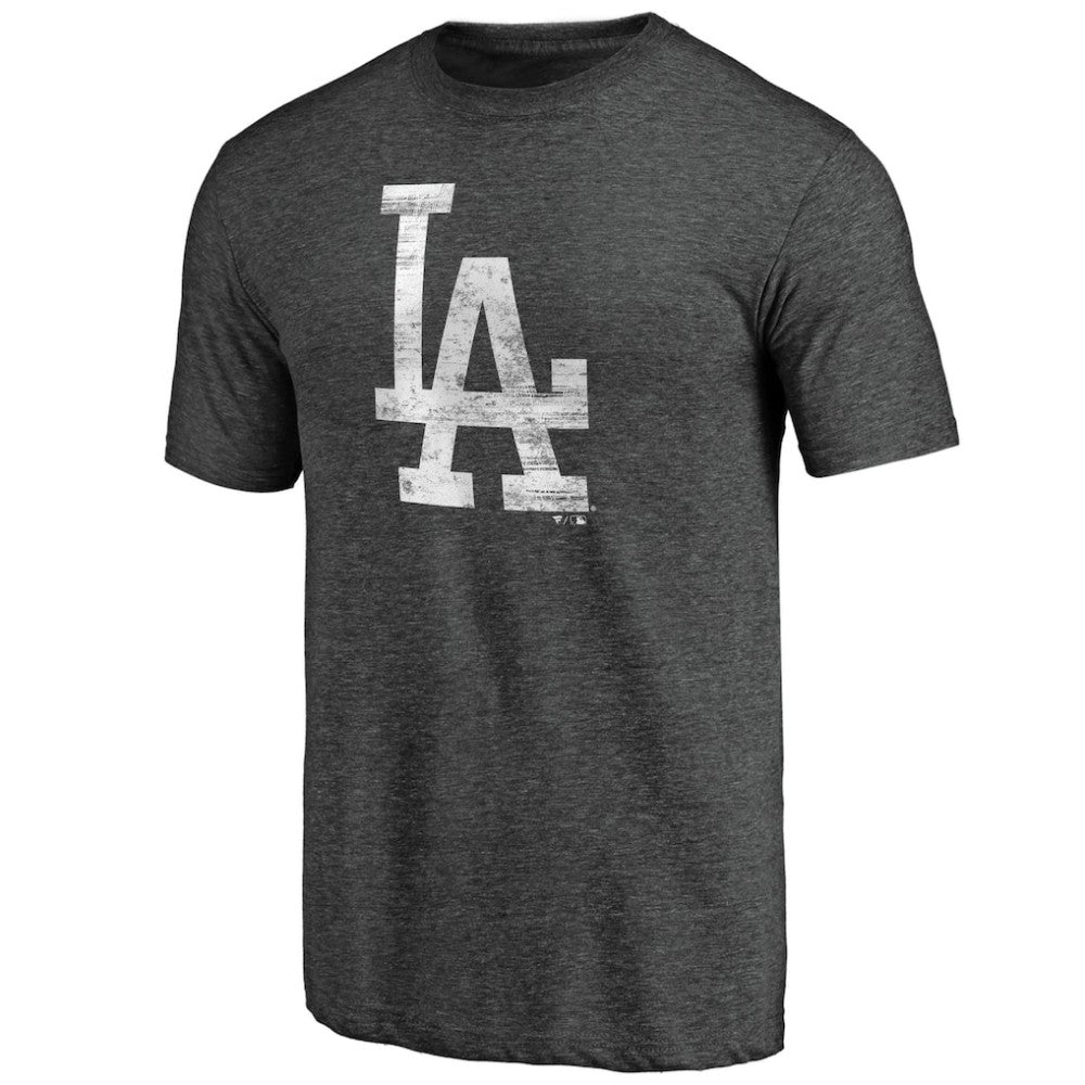 Los Angeles Dodgers Weathered Official Logo Tri-Blend T-Shirt - Charcoal - MLB on Sale