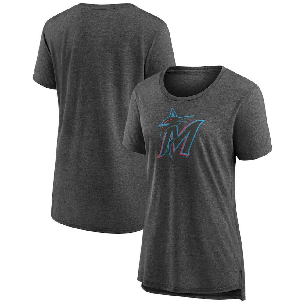 Miami Marlins Women's Weathered Official Logo Tri-Blend T-Shirt - Gray - MLB Online